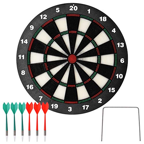 EODO Safety Dart Board Set for Kids, 16 Inch Rubber Dart Board