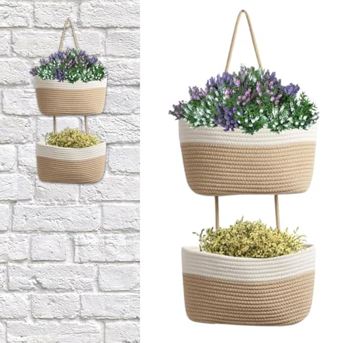 Panier mural suspendu en coton, rangement de salle de bain suspendu - 7
