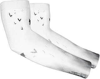 Bat UV Sun Protection Arm Sleeves, Black Bat Gardening Sleeves with Thumb Hole Farm Cooling Arm Sleeves for Women Men