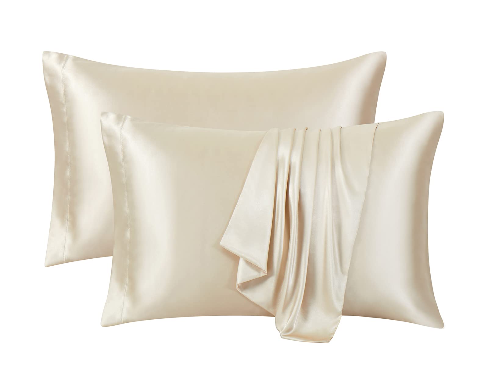 Ersmak Satin Pillowcase Queen Set of 2, Ultra Soft & Silky Satin Cushion Cover Pillow Cases for Hair and Skin, Wrinkle Fade Resistant Pillow Covers with Envelope Closure (Khaki)
