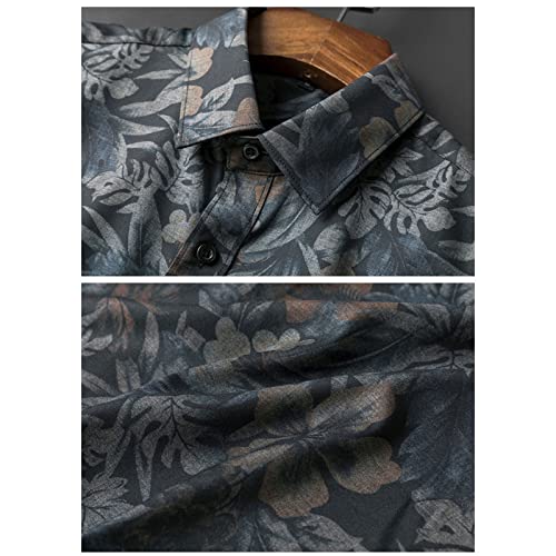 Men's Long Sleeve Slim Casual Floral Dress Shirts Stylish Flower Print Shirt Rose Printed Shirts Wedding Party4