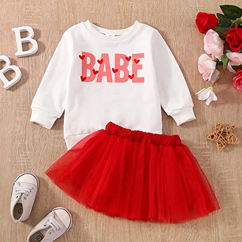Conjuntos de roupas infantis para bebês meninas com estampa de coração e letras de manga comprida co