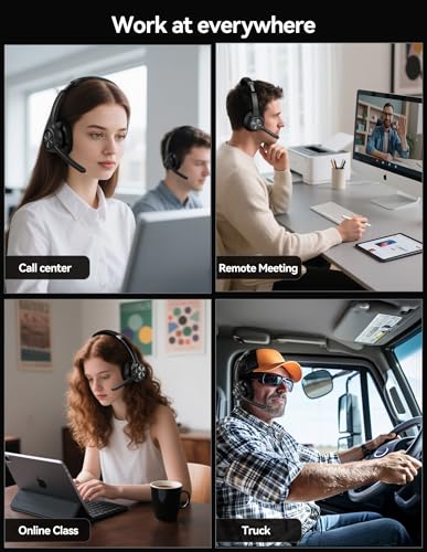 TECKNET Bluetooth Headset, Wireless Headset with Microphone Noise Cancelling for Work, BT5.2 with 50hrs Talk Time, One Click Mute & Rotatable Mic Single Ear Headphone for Office/Call Center/Truck/Home - Image 6