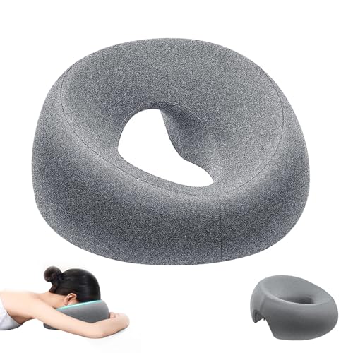 Rppiup Cojín de masaje con agujero de cabeza, reposacabezas de masaje para cama, cojín facial para masaje, almohada de espuma viscoelástica con agujero, almohada de masaje con la parte delantera hacia