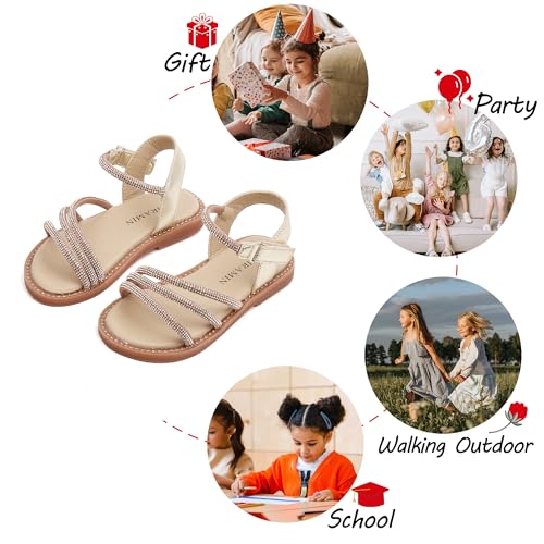 Image of PHIRAMIN Toddler Girl Sandals - Flower Girl Dress Shoes Open Toe Little Kid Flats