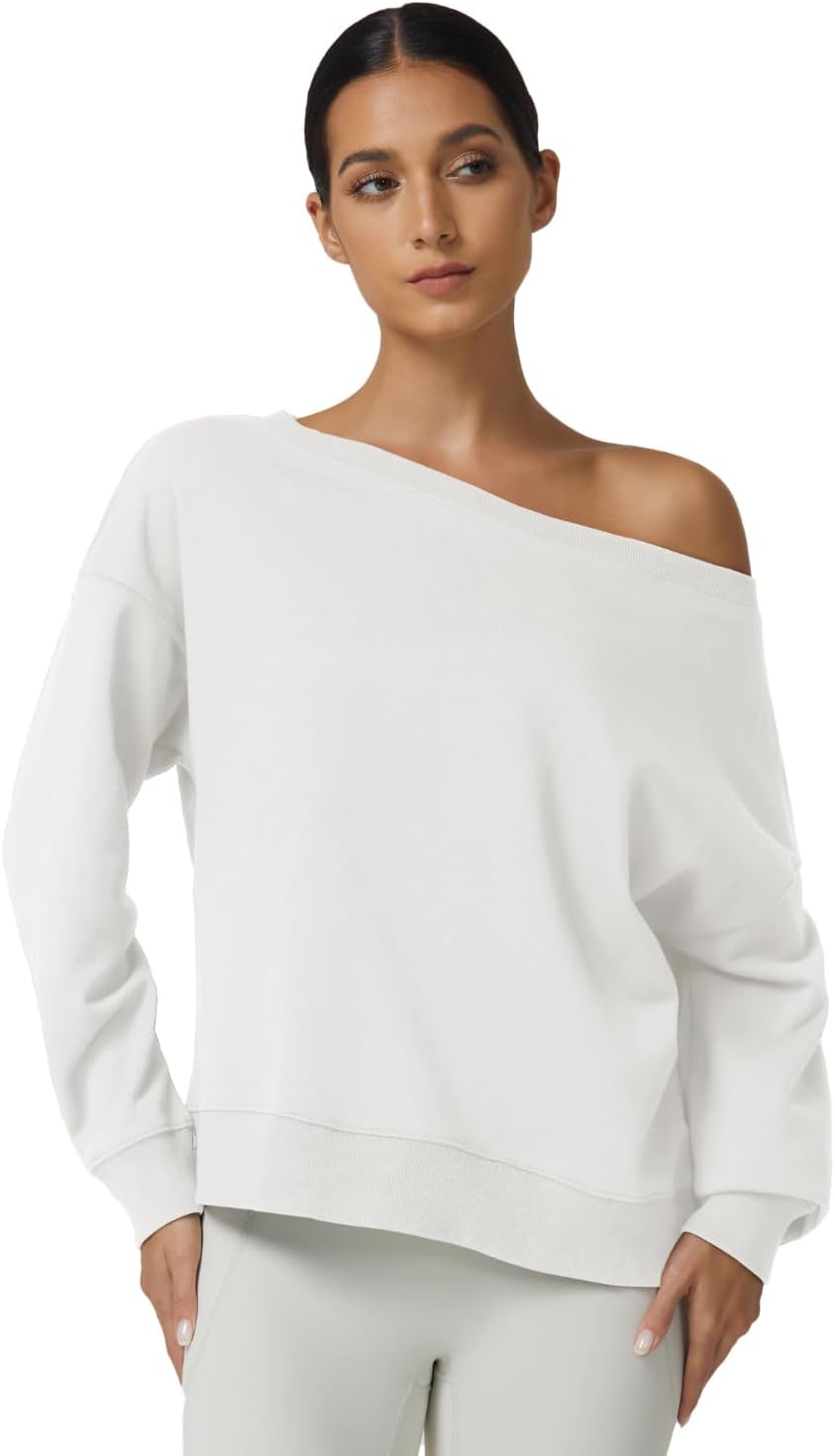 QINSEN Womens Oversized Sweatshirt Long Sleeve Off The Shoulder Pullover Casual Comfy Fall Outfits - Image 4