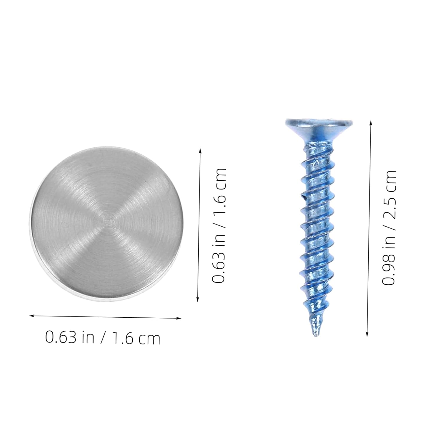 MAGICLULU 100pcs Brushed Stainless Steel Mirror Screws Decorative Caps for Advertising Boards Mirror Mounting Hardware