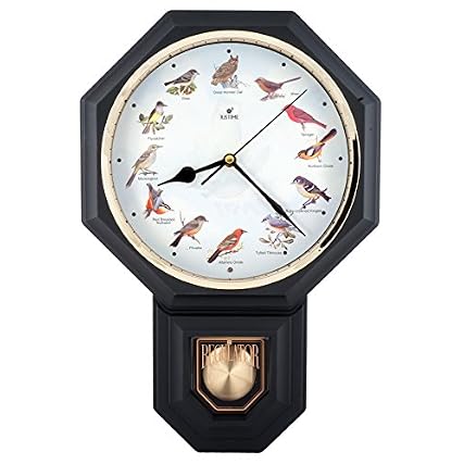 JUSTIME Unique 12 North America Bird's Song Schoolhouse Pendulum Wall Clock Chimes Every Hour Melody Made in JUSTIME Unique 12 North America Bird's Song Schoolhouse Pendulum Wall Clock Chimes Every Hour