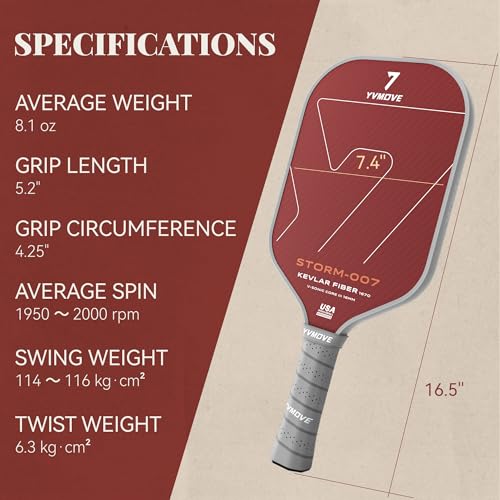 Image of USAPA Approved 6-Layer Construction T700 Carbon Fiber Pickleball Paddle, 16mm Thermoformed Pickleball Racket with High Spin & Extended Grip, Professional Pickleball Paddle for Control and Power
