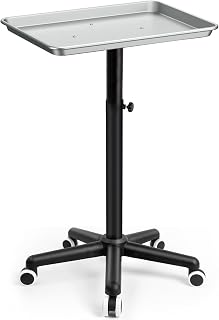 Salon Tray on Wheels-Height Adjustable Salon Service Tray-Silver Hair Color Tray-Hairstylist Tray with Wheels-Premium Aluminum Salon Tray