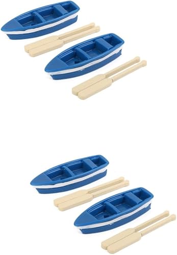 PRETYZOOM Modelo de canoa, 4 juegos de decoración náutica para mesa de barco, mariposas decorativas para pared, bote de remos, decoración azul,
