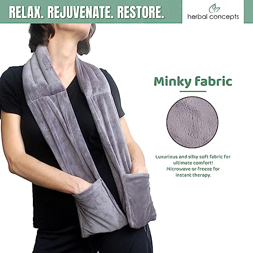 Herbal Concepts Aromatherapy Rectangular Shaped Microwaveable Wrap Made Of Organic Flaxseed, Lavender, & Peppermint For Neck | Warming Scarf Relieves Stress & Tension | Available In Mauve #TOP4