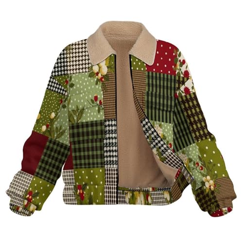 Manteau polaire de qualité supérieure avec patchwork damier rétro et finitions chaudes et durables - 4