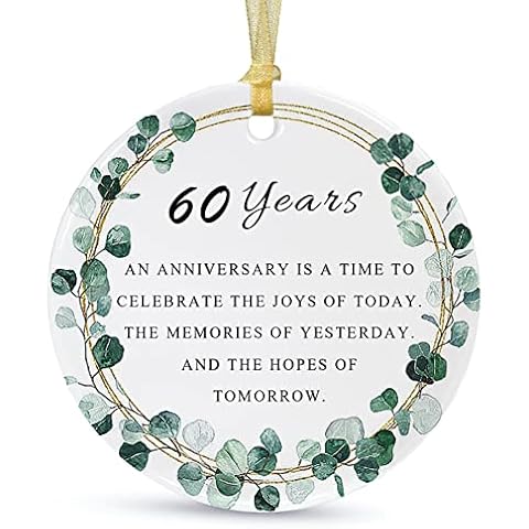 60th Diamond Wedding Anniversary Christmas Ornament for Parents,60 Year for Couple 2025， Happy 60 yr Married as Mr and Mrs Ornament for Chrismas Tree Decorations Cover