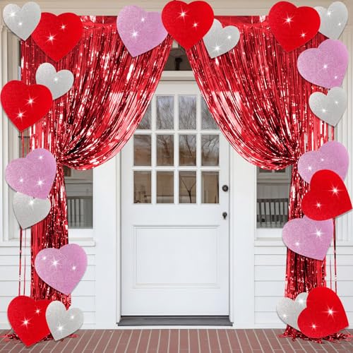 Craftsatin 20 Pcs Valentine's Day Door Decorations Glitter Heart with