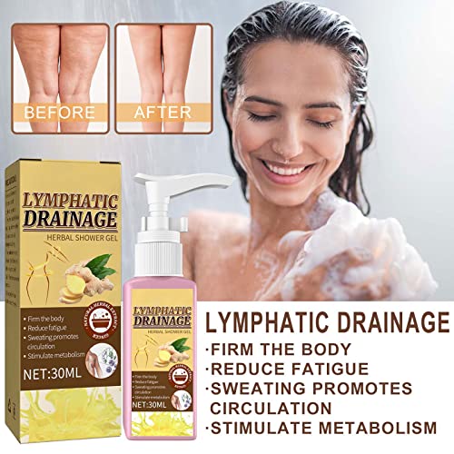 Hearnfox Ginger Lymphatic Drainage Shower Gel,Natural Organic Plants Moisturizing Refreshing Body Wash,Herbal Shower Gel,Bath Gels For Removing Lymph Node Underarm Fat #TOP1