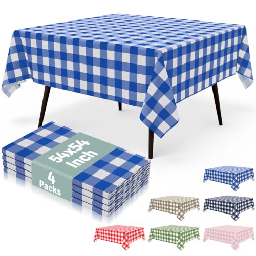 misaya 4 Packs 54 x 54 Inch Checkered Disposable Table Cloth