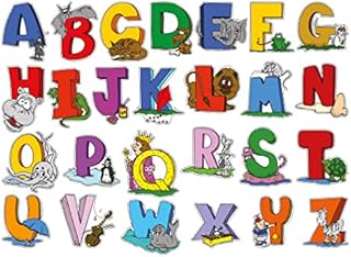 lepni.me English Alphabet Wall Art Letters with Animals | ABC for Kids and Toddlers | Cartoon Wall Stickers Decoration for Nursery Bedroom | Playroom | Classroom | Kindergarten (Medium, Alphabet)