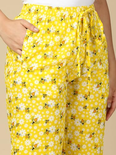Image of PYNK by Lux Cozi Women's Cotton Printed Palazzo Pyjama Relaxed Lounge Pants | Super Soft Comfortable | Loungwear Pyjama Pant-Pack of 1