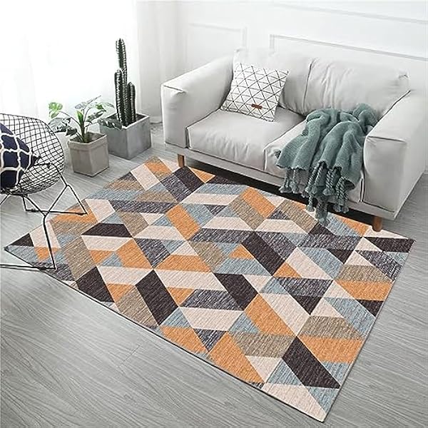 Gebied tapijten woonkamer tapijt, antislip zacht kristal fluwelen tapijt voor gemakkelijk schoon te maken, machine wasbaar tapijt voor woonkamer, slaapkamer, eetkamer wasbare tapijten (oranjebruin