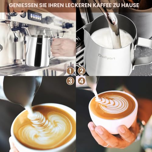 Foto von Dailyart 600ml/20oz Milchkännchen Edelstahl 304 Milchkanne Barista Zubehör