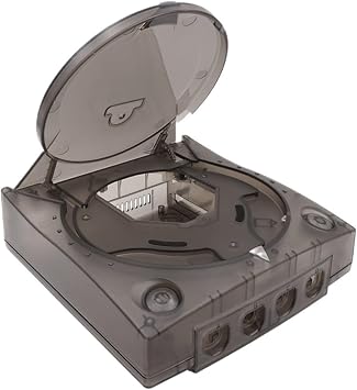 Replacement Plastic Shell Translucent Case Retro Video Game Console Transparent Boxes - Compatible with SEGA Dreamcast - Compatible with Bitfunx(Black)
