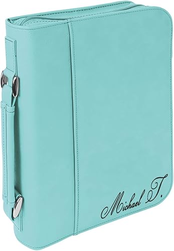 Funda de libro de piel sintética personalizada con asa y cremallera Funda personalizada para libroBiblia Grabado láser personalizado
