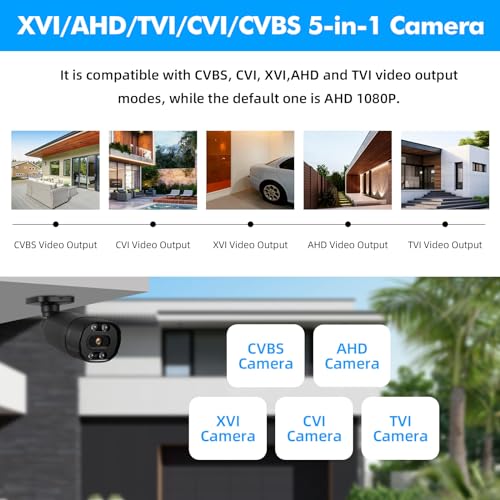 Fuers 1080P HD 1920TVL Security Camera Hybrid 5-in-1 XVI /TVI /CVI /AHD ...