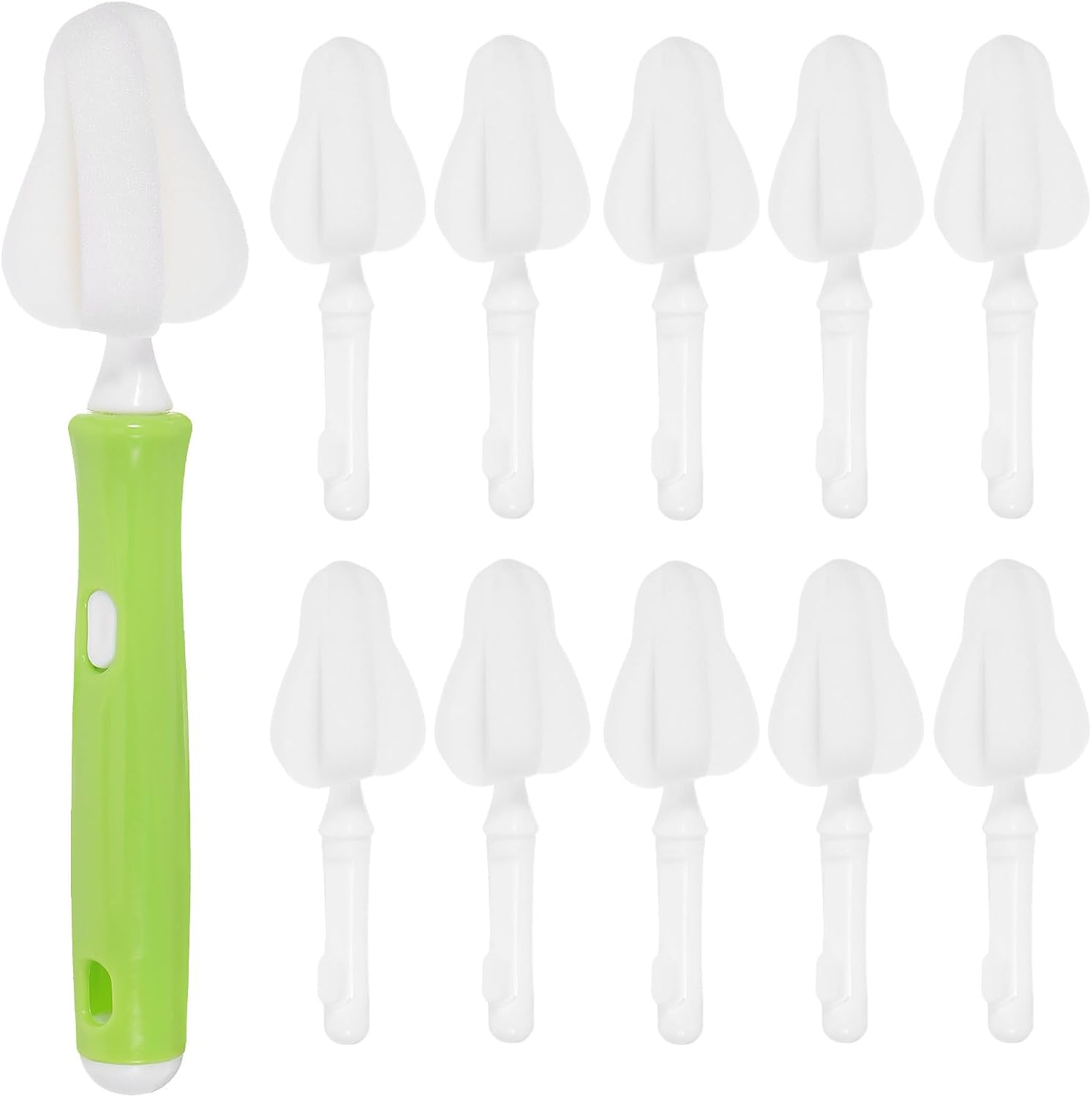 10pcs Baby Bottle Nipple Cleaner Brush Heads, Reusable Soft Sponge Nipple Brush Replacement Heads for Washing Feeding Pacifiers