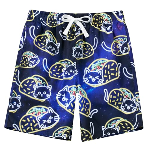 Pizza Cat Boys Swim Trunks Fashion Animal Bathing Suit Kids Swimming Trunks 7-8 Years Beach Shorts Size 8