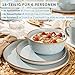 SÄNGER Rio Lagune | Tafelservice 18 teilig, Steingut Geschirr Set 6 Personen, 6x Speiseteller 6x Dessertteller 6x Schalen Geschirrset und Schale blau | VALUE COLLECTION