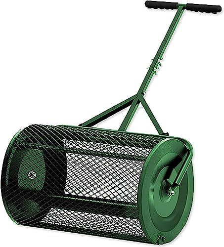 OSBELE Esparcidor de abono de 24 Pulgadas, esparcidor de turba con Mango Mejorado en Forma de T para Plantar Semillas Esparcidor de Malla metálica liviano y Duradero para el Cuidado del césped y el