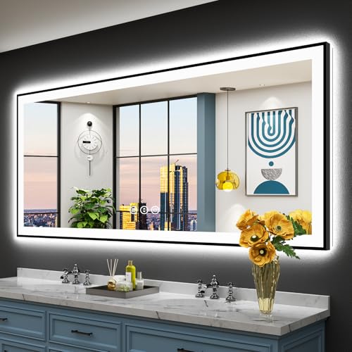 AWANDEE 72x32 Black Framed LED Mirror
