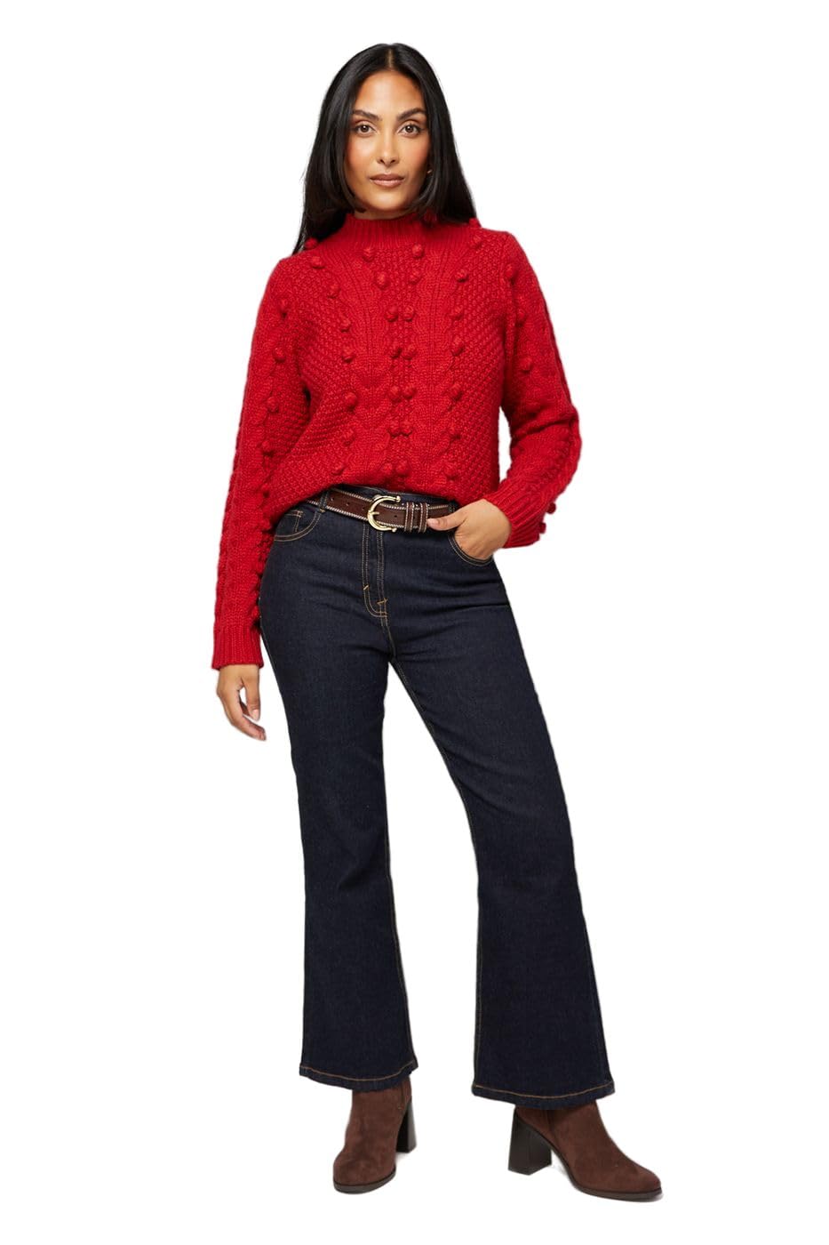 Wallis Women's Red Petite Bobble Cable Crew Jumper, M,
