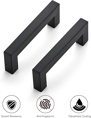 Vista 145 de Ravinte Paquete de 20 manijas cuadradas de gabinete de cocina de 18 pulgadas, color negro mate, tiradores de cajón negros, manijas de gabinete