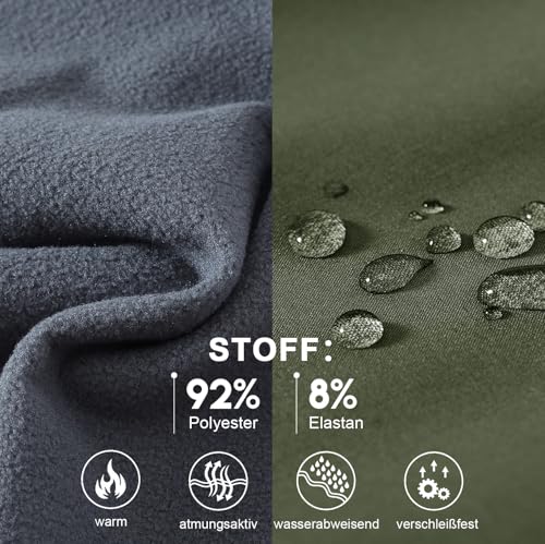 YSENTO Damen Softshellhose Winter Wanderhose Skihose wasserdichte Warm Gefüttert Thermohose Outdoorhose Trekkinghose(Grün,L)
