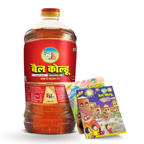 Image of Bail Kolhu Kachi Ghani Mustard Oil 5L Jar | Cooking Oil Sarso Ka Tel | Edible Oil | Pack Of 1