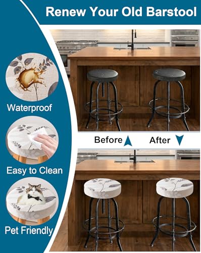 Image of CRFATOP 4 Pack Waterproof Bar Stool Covers Round Seat Slipcover,L,01