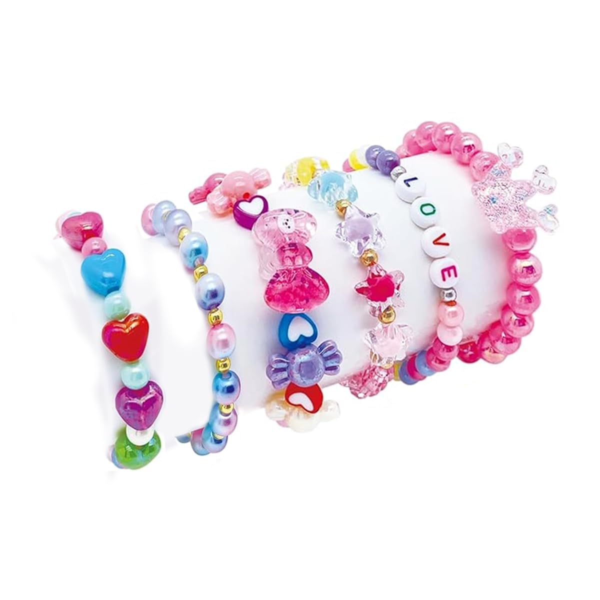 SANNIDHI® 6Pcs Beads Bracelet for Girls Kids Friendship Bracelet Cute Beaded Bracelets Set Girls Toddler Costume Jewelry Party Pretend Play Birthday Christmas Gifts