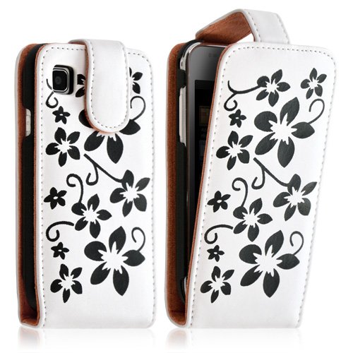 ATM Housse Coque Etui pour Samsung Galaxy SCL i9003 Motif Fleur Couleur Blanc + Film Protecteur
