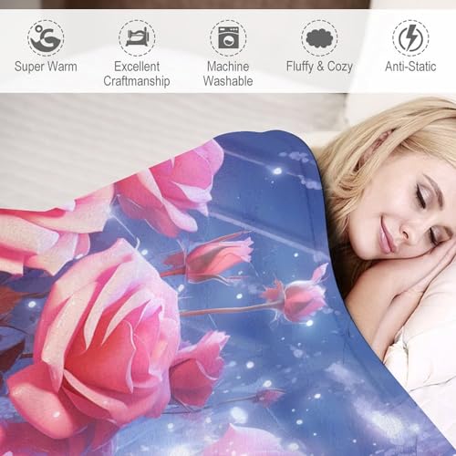 Manta de franela con rosas de alta suavidad colcha decorativa sofá 4