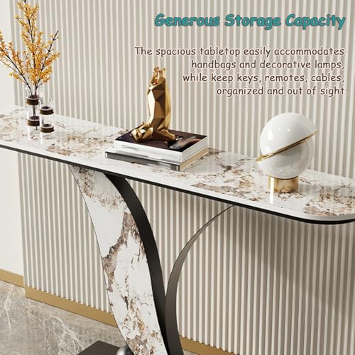 Mesa consola estrecha de pasillo detrás del sofá para decoración funcional en la sala de estar 7
