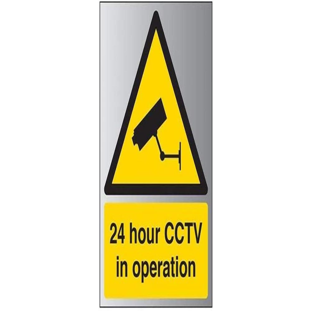 Vsafety Grey V Safety 24 Hour Cctv In Operation Sign - 150Mm X 200Mm - Self Adhesive Alu Effect