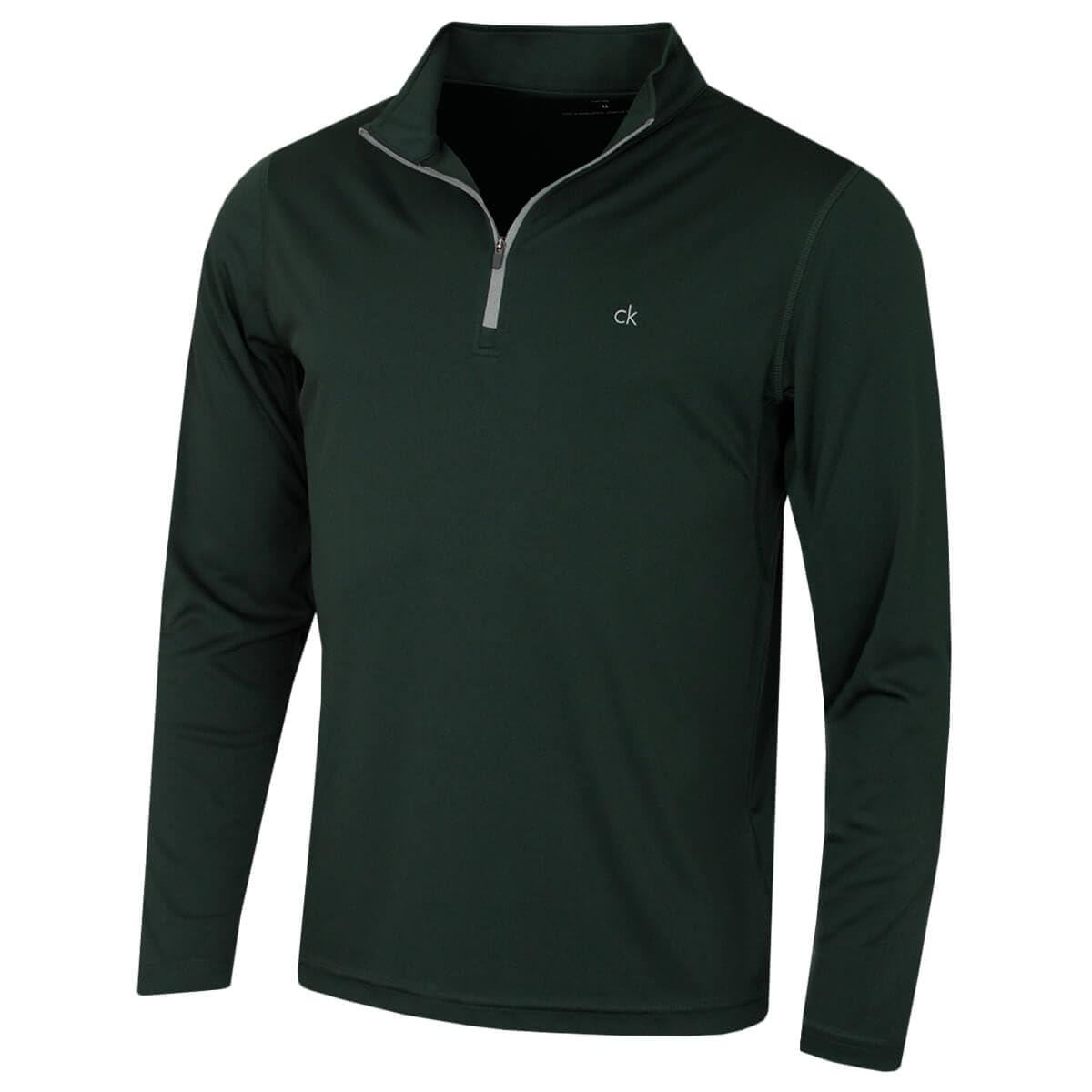 Calvin Klein Mens Harlem 1/4 Zip Sweater - Evergreen - XXXXL