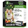 Paquete combinado de cartuchos de tinta 950XL 951XL compatibles con HP 950 951, cartuchos de tinta para impresora HP OfficeJet Pro 8600 8610 8630 8620 8615 8625 8100 276DW 251DW (paquete de 4 unidades