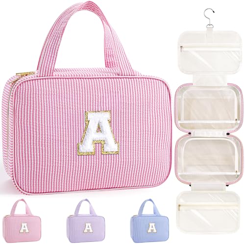 TOPEAST-Christmas-Gifts-for-Teen-Girls-Kids-8-9-10-11-12-13-14-15-16-17-Year-Old-Girls-Birthday-Gifts-Initial-Hanging-Toiletry-Bag-Makeup-Bag-Travel-Cruise-Essentials-Pink-A TOPEAST Christmas Gifts for Teen Girls Kids - 8 9 10 11 12 13 14 15 16 17 Year Old Girls Birthday Gifts, Initial Hanging Toiletry Bag & Makeup Bag, Travel Cruise Essentials, Pink A - Image 1