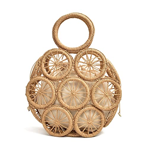 Fashion Hollow Round Straw Bags Woven Women Handbags Summer Beach Shoulder Crossbody Bags For Women Purses