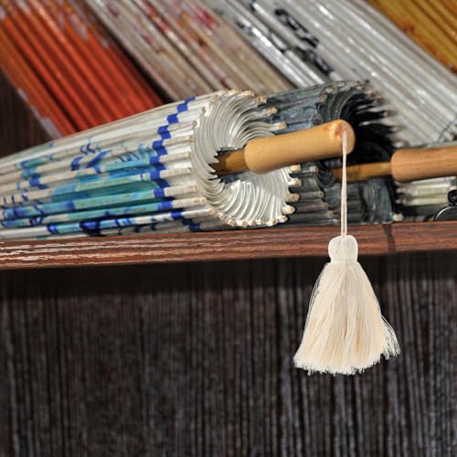 Borlas de algodon de color natural con cordon colgante resistente juego de 20 accesorios diy 6