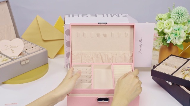 Smileshe Petite Boîte à Bijoux En Cuir Synthétique - Mini Sac