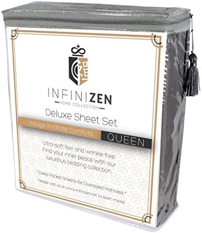 Infinizen Deluxe Bed Sheet Set (Charcoal Grey, Queen)